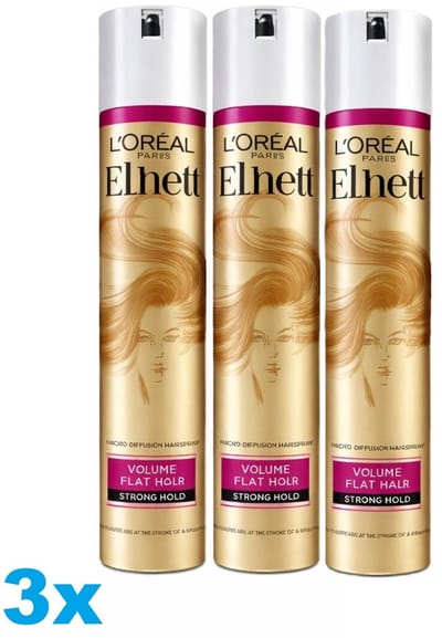 L'Oréal Paris Elnett Volume Hairspray Strong Hold – 3 x 250 ml – Micro-Diffusion – 3 Stuks