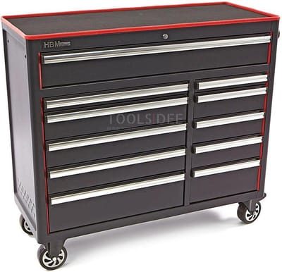 HBM gereedschapswagen zwart 11 laden 111 cm met slot en 4 wielen