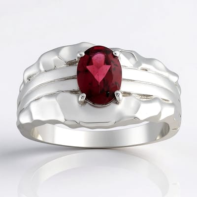 Cavill - Elegante zilveren ring 925 Sterling met Palladium - Ovale Roshoit 0,833 ct Mozambique - Natuurlijke edelsteen - Maat 17-21
