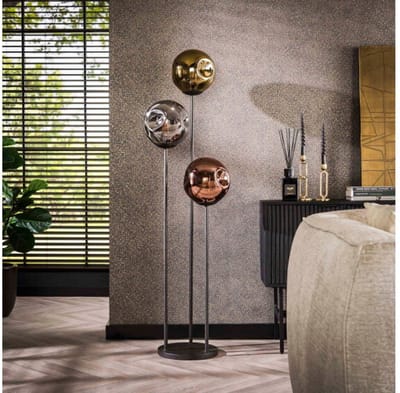 Vloerlamp met 3x Ø25 Stellar Bollen in Artic Zwart - Vloerlampen - 32x32x164 cm - Modern Design - Geschikt voor Woonkamer en Slaapkamer - Stijlvolle Verlichting - Sfeervol Interieur
