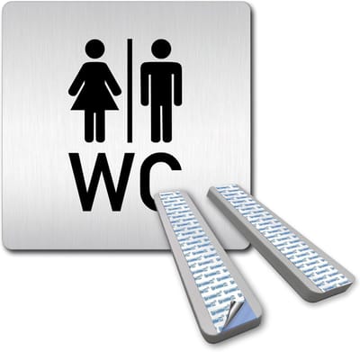 XXL Deurbord - WC Bord Toilet - Aanduiding Deur - Massief Aluminium - 125x125mm - Zilver