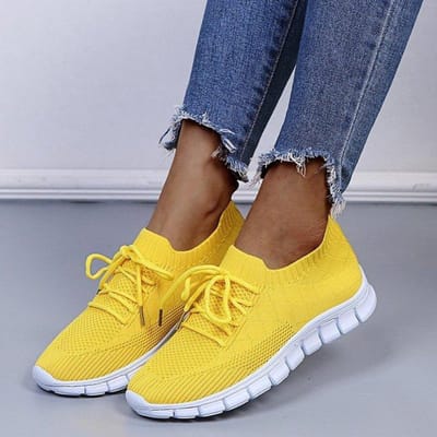 Dames Sneakers Ademend Casualherfst Sokken Schoenen Veterschoenen Damesschoenen Vrouwelijke Studenten Gevulkaniseerd Hardloopschoenen 40 geel