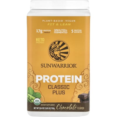 Sunwarrior, Protéine Classic Plus, Végétale, Chocolat, 1,65 lb (750g)