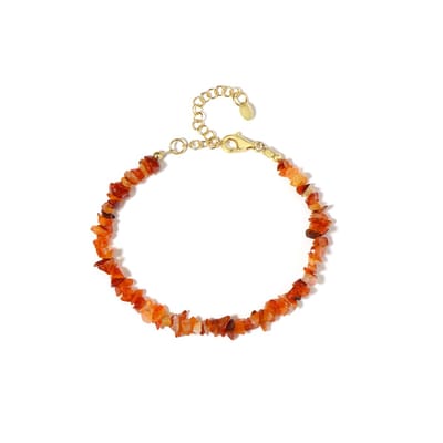 Cavill - Zilveren Armband - 925 Sterling Zilver Verguld - Braziliaanse Carneool Fancy Kralen 21,666 ct - Verstelbaar Luxe Sieraad