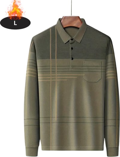 Livano Poloshirt Heren - T-Shirt Heren - Shirt - Overhemd - Polo Shirt Lange Mouwen - Legergroen - L