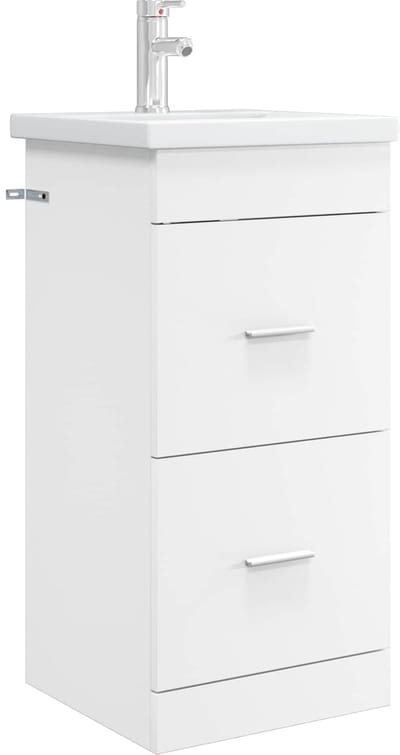 vidaXL - Badkamer - Vanity - met - Wastafel - Wit - 42 - x - 40 - x - 84,5 - cm - Bewerkt - hout