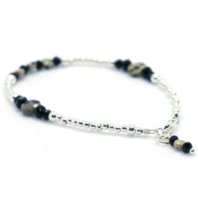 Heaven Eleven - dames - Enkelbandjes - zilver - 925 - zwart - 2,5mm - 25 cm