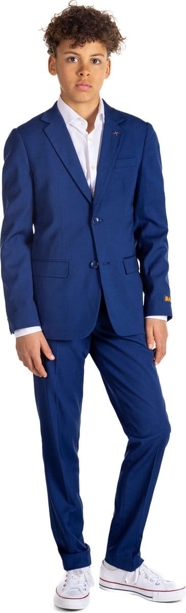 OppoSuits Daily Dark Blue - Casual Tiener Pak - Voor Bruiloften, Schoolfeesten en Casual Chic - Inclusief Pantalon en Blazer - Blauw - Maat: EU 134/140 - 10 Jaar