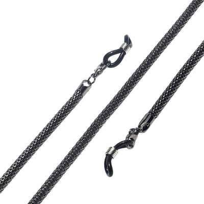 Fako Bijoux® - Brillenkoord - RVS - Stainless Steel - Metaal - Mesh - 3mm - 75cm - Donkergrijs