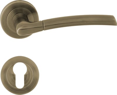 Domino® Deurkrukgarnituur PRESTO-R M3 - Mat bruin - PZ-Profielcilinderset met Ronde Rozette - Deurbeslag van aluminium - Deurklink voor kamerdeur, kantoordeur, kelderdeur en binnendeur