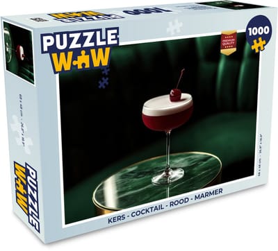 Puzzel Kers - Cocktail - Rood - Marmer print - Legpuzzel - Puzzel 1000 stukjes volwassenen