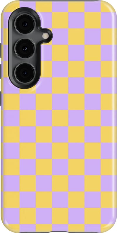 Design Hoesje Samsung Galaxy S24 | Geschikt Voor Mag | Tiny Squares Checkered Print | Backcover Samsung Galaxy S24 Lilac Lemonade