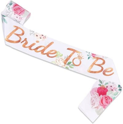 Bride to Be Sash Wit Roze Bloemen