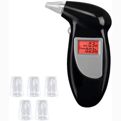 Core® Alcoholtesters - Alcoholtester - Blaastest Alcohol - LCD Scherm - 15 Mondstukken - Zwart - 13cm x 9cm x 3cm