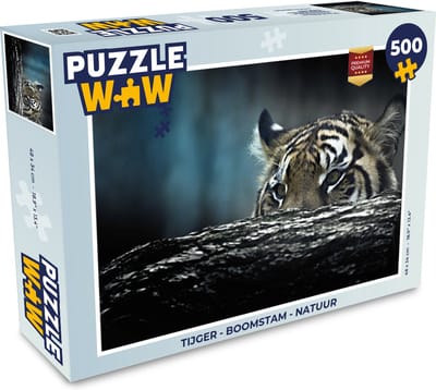 Puzzel Tijger - Boomstam - Camouflage - Legpuzzel - Puzzel 500 stukjes