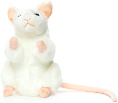 Hansa knuffel muis - wit - 16 cm - pluche - muizenknuffel - knuffeldier - realistische knuffels