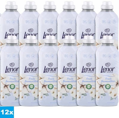 Lenor COTTON FRESH wasverzachter – 12 x 950 ml – 456 Wasbeurten (12 x 38) – Verbeterde Frisheid