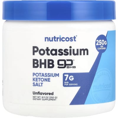 Nutricost, Kalium BHB, Ongezoet, 252 g (250 gram)