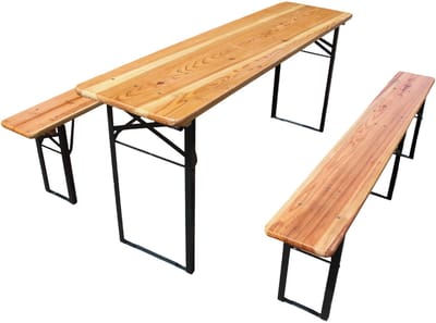 Turold - Picknicktafel - Biertafel - Houten Tuinbank - Houten Biertafel - Opvouwbare Biertafel/Picknicktafel, Hout/Staal 177cm