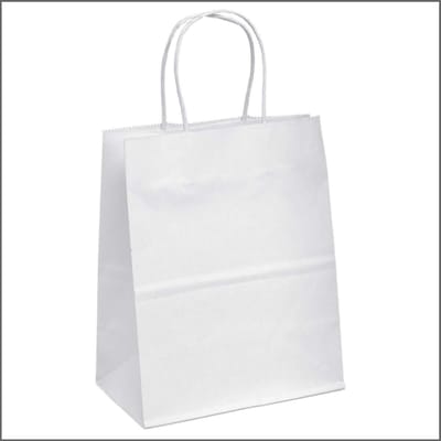 Dailygoods- Draagtassen Groot - Witte Kraft Tas 100 grams - Hoogte 41 cm - Breedte 32 cm - Bodem 12 cm - Gedraaid Papieren Koord - Papieren Tassen