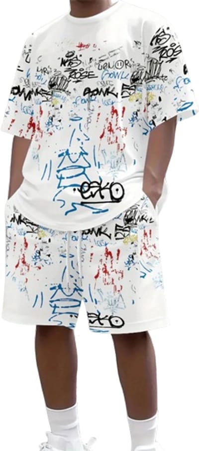Kledingset Heren Graffiti - Zomer Kleding Set - Korte broek en Shirt - Maat S
