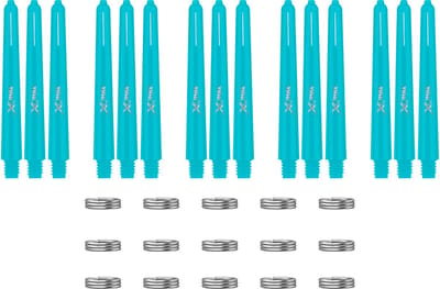 XQMax Dart Shafts - 5 Sets (15 stuks) - Inbetween - Aqua - Plus Veerringetjes - Darts Shafts