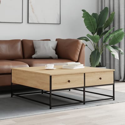 vidaXL - Salontafel - 100x99x40 - cm - bewerkt - hout - sonoma - eikenkleurig