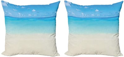 ABAKUHAUS Ocean kussenhoes – 2x60x60 cm – dubbelzijdig bedrukt – crème marineblauw