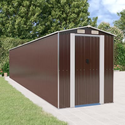 vidaXL - Tuinschuur - 192x938x223 - cm - gegalvaniseerd - staal - donkerbruin