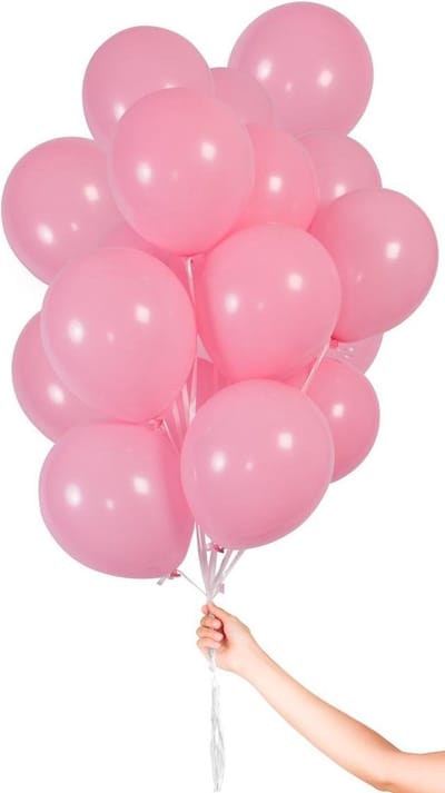 Lichtroze Ballonnen met Lint 23cm - 30 stuks