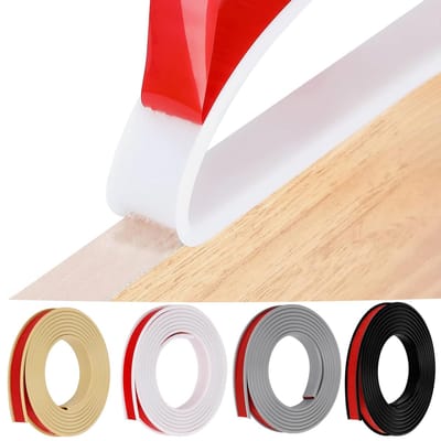 Zelfklevende meubelrandband, 5 meter flexibel, TPE, opvouwbare randbescherming, rubber, voor kastranden, eindlijst, plafondranden, werkbladen (15 mm x 5 m, wit)