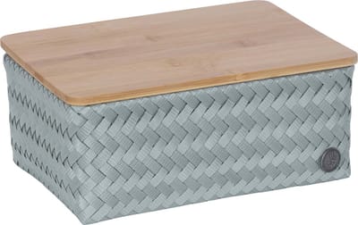 Handed By - Opbergmand met deksel - Mand - Opberger - Speelgoedmand - Woonkamer - Kinderkamer - Babykamer - Top Fit medium high - grijsgren - eucalyptus