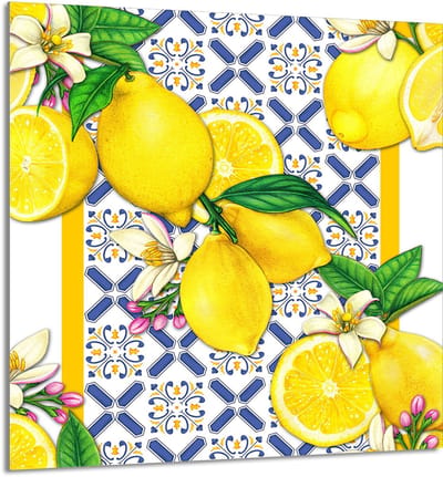 TMK ArtDeko Serie - Glas Keukenpaneel - 60x65 cm - Cytrynprint - Veelzijdig Gebruik