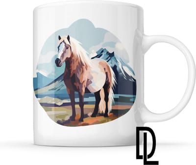 Mok met ijslandse paard