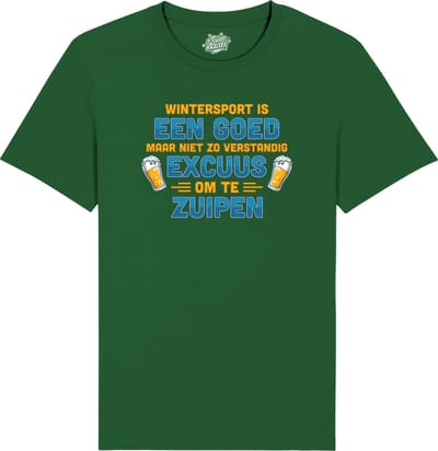 Wintersport is een goed excuus om te zuipen - Grappige Apres Ski en Bier Wintersport Kleding - Unisex - Foute Ski en Snowboard Vakantie Cadeau - Unisex T-Shirt - Bottle Groen - Maat 3XL
