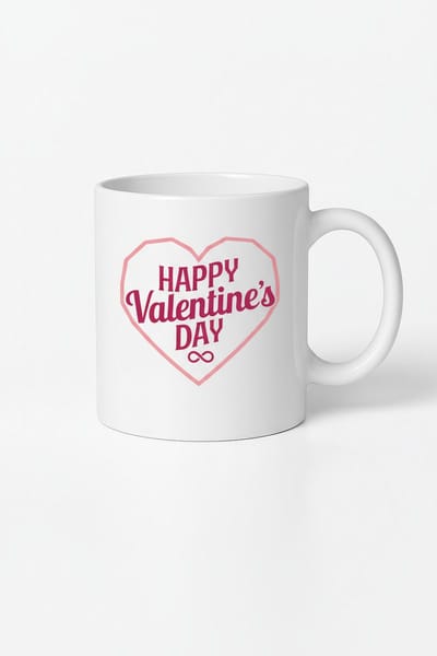 Valentijnsdag Mok Happy Valentine's Day met Roze Geometrisch Hart