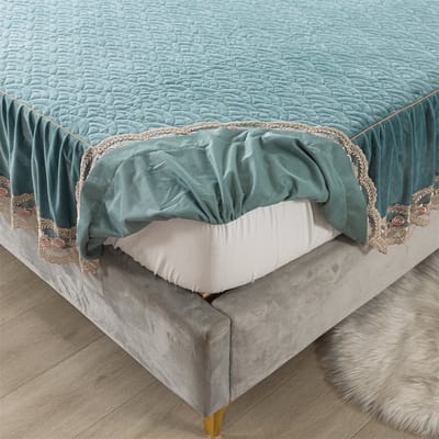Uit het assortiment verkoop /Instap Warm /Hoogwaardige gewatteerde Hoeslaken met bedrok 160x200x30cm; 100% anti-allergeen-Groen