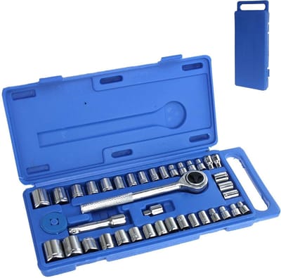 Benson 40-delige doppendoos - metrisch en inch - verchroomde zeskant doppen - compact