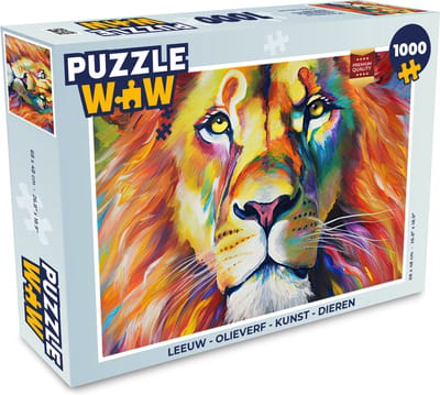 Puzzel Leeuw - Olieverf - Kunst - Dieren - Legpuzzel - Puzzel 1000 stukjes volwassenen