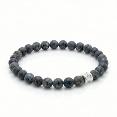STEEL & BARNETT - Kralenarmband Heren - Larvikiet - Maat L