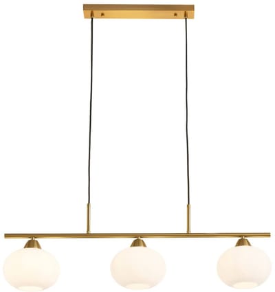 Kosilum - Alcyone - Hanglamp - Messing en wit - Metaal en glas