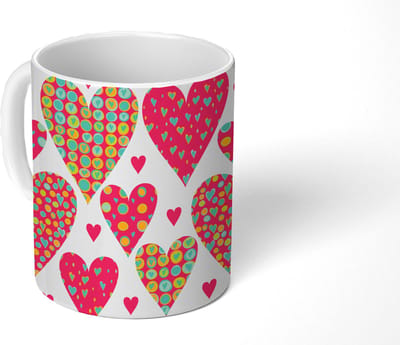 Mok - Koffiemok - Meisje - Hart - Love - Patronen - Girl - Kids - Kinderen - Kind - Mokken - 350 ML - Beker - Koffiemokken - Theemok