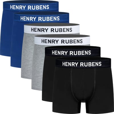 Boxershorts Heren - 6-Pack Katoen - Zwart, Blauw & Grijs - Ondergoed - Hoog Draagcomfort - Maat M