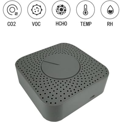 Tuya ZigBee Intelligente Luchtkwaliteitsmonitor 5 in 1 Lucht Huishouder HCHO CO2 VOS Temperatuur Vochtigheid Detector Ondersteuning grijs