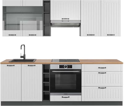 Vicco Fame-Line Complete keukeneenheid – 235 cm, WB Eik Landhuis wit/antraciet