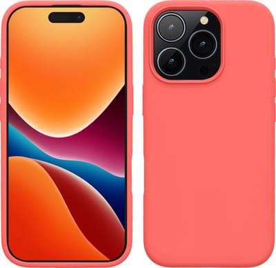 kwmobile telefoonhoesje geschikt voor Apple iPhone 16 Pro - Hoesje met siliconen coating - Smartphone case in neon koraal