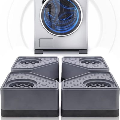 Anti Vibratie Pads - Wasmachine Voetstukken - Stil en Stabiel - Schokabsorberend Rubber - Set van 4 - Zwart Grijs
