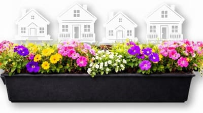 Tuindecoratie Set - Tuinstekers Huizen - Buiten Decoreren - Weerbestendige Coating - 4 Delig - Zwart