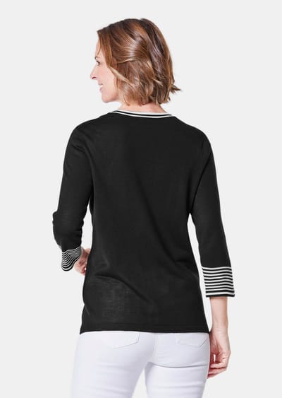 Pullover met elegant motief - zwart / wit - Gr. 54 van Goldner Fashion