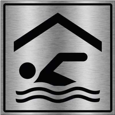 Overdekt zwembad bord - gecoat brushed aluminium | 10 x 10 cm